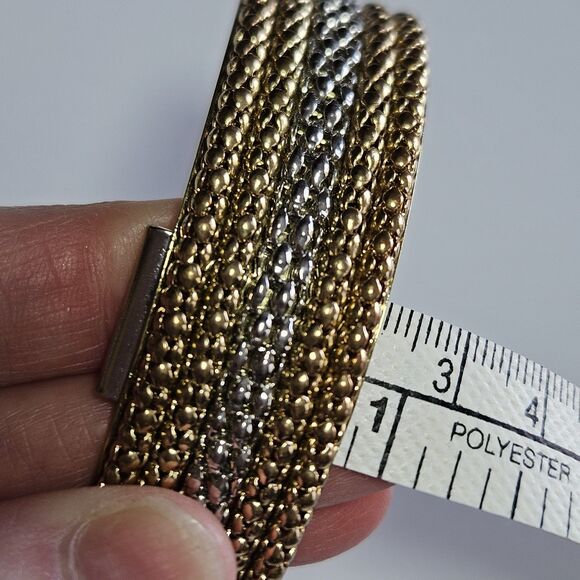 **Final Sale** Amrita Singh Totec Gold Tone Silver Tone Bangle Bracelet 7.75" - Picture 7 of 12